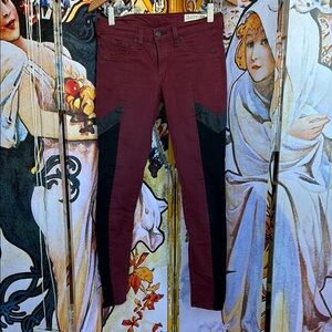 Rag & Bone Burgundy and Black Skinny Jeans